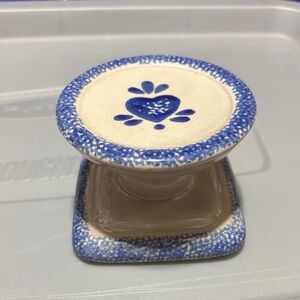 Loomco country blue heart candle stand 4” x 2.75”